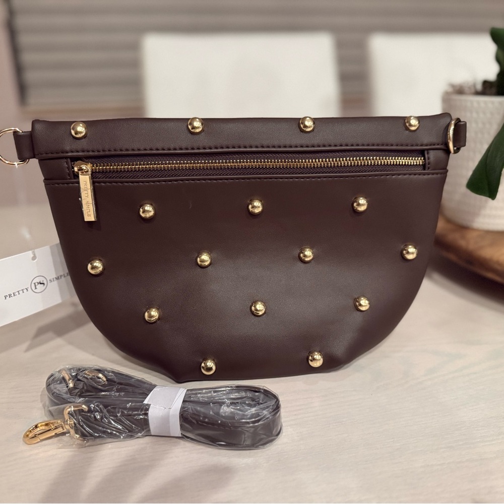 Gold Studded Westlyn Bum Bag - Chocolate NWT